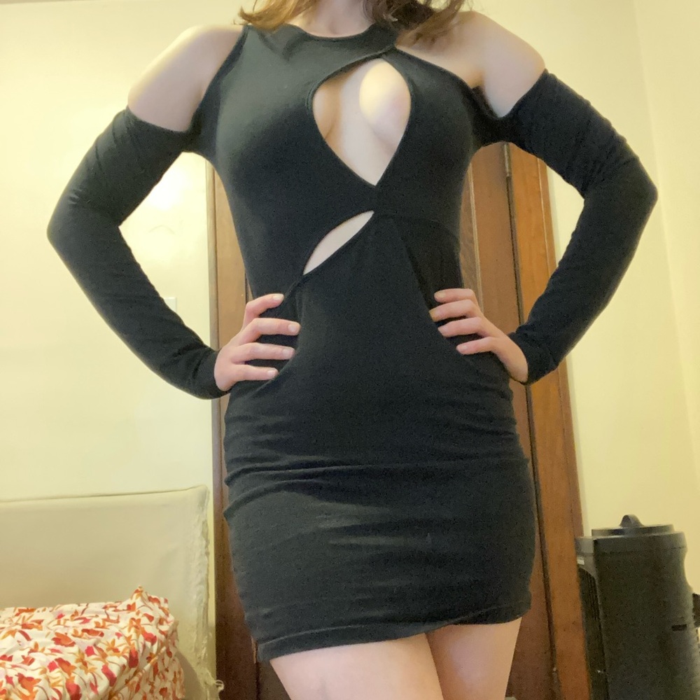 Motel black cutout dress